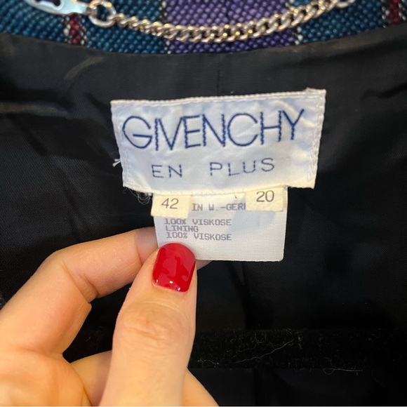 Vintage Givenchy Plus jacket single breasted blazer striped purple teal metallic - Picture 11 of 12